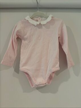 Jacadi Pink Long-Sleeve Bodysuit with White Peter Pan Collar